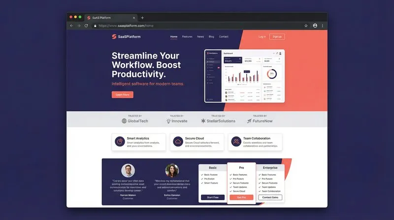 Corporate SaaS Landing Page mit Pricing