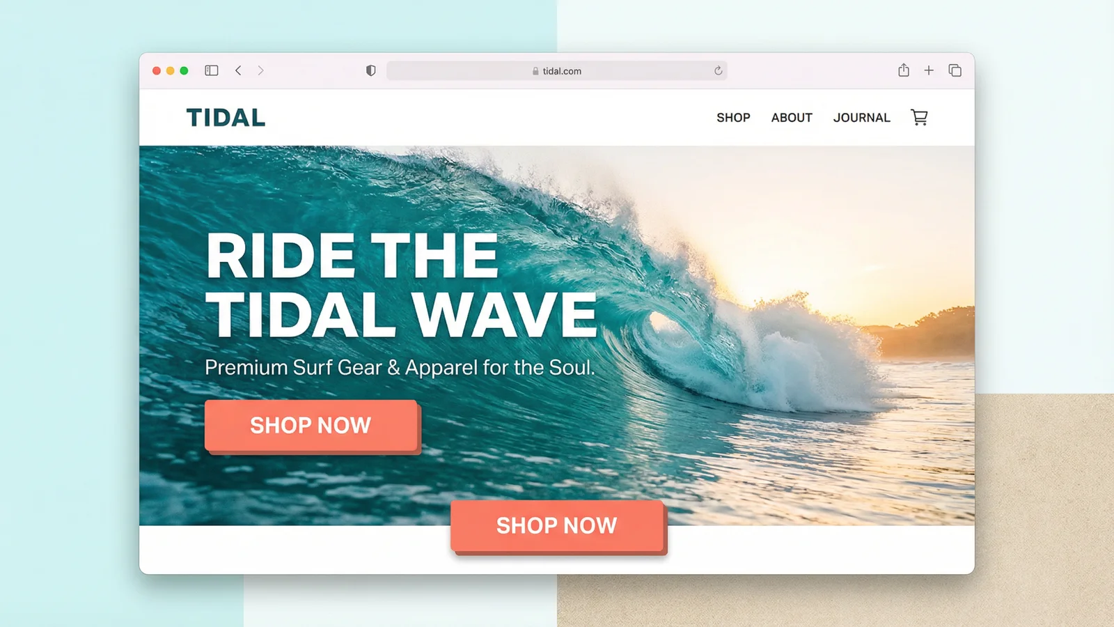 TIDAL – Surf Brand Hero with Dynamic Wave Photography