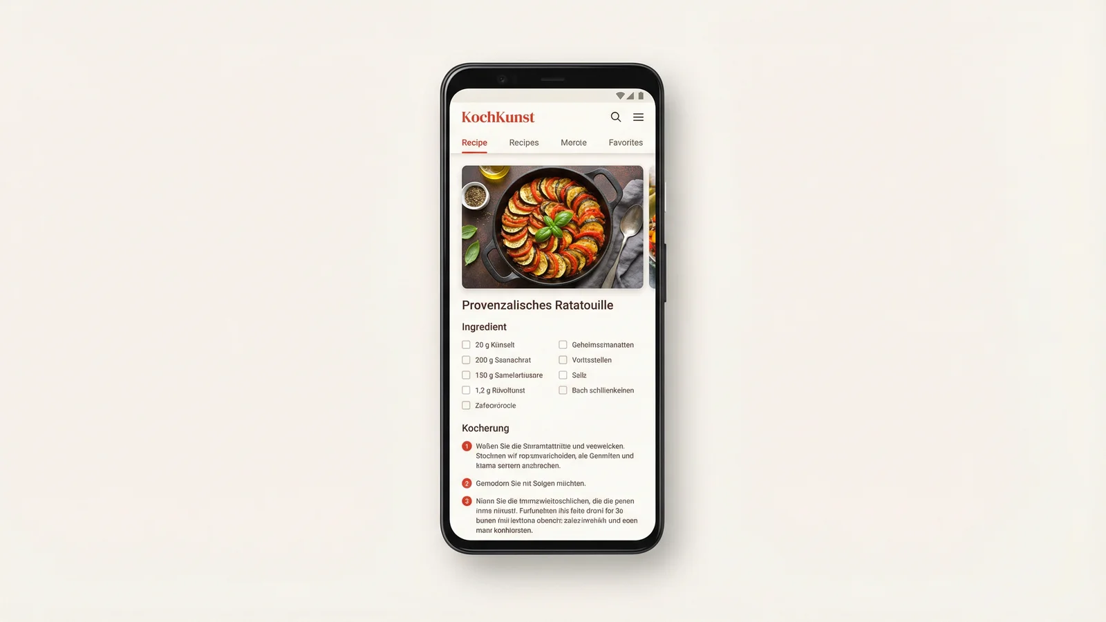 KochKunst – Recipe App with Step-by-Step Instructions