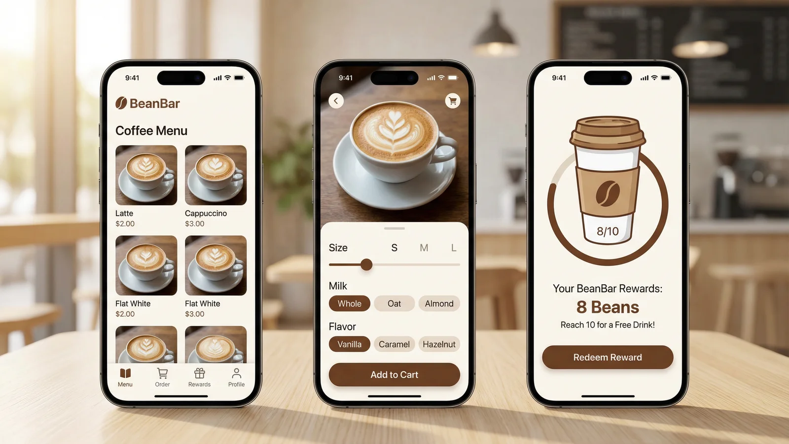 BeanBar – Café Ordering App with Menu and Loyalty Program