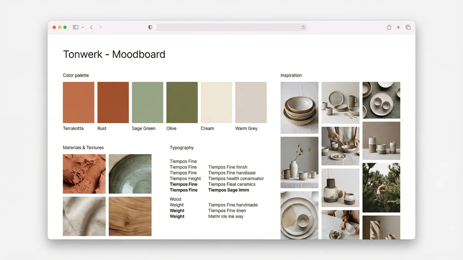 Tonwerk – Ceramics Craft Moodboard and Color Palette