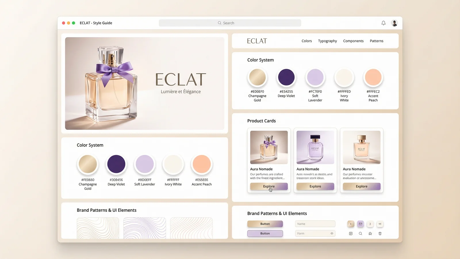 ÉCLAT – Perfume Brand Style Guide with Color System