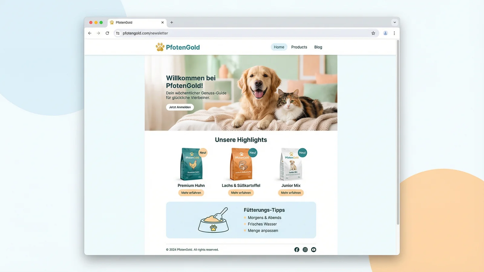 PfotenGold – Premium Pet Food Newsletter Design